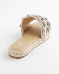 Linen Knotted Espadrille Slides Silver - Chico's