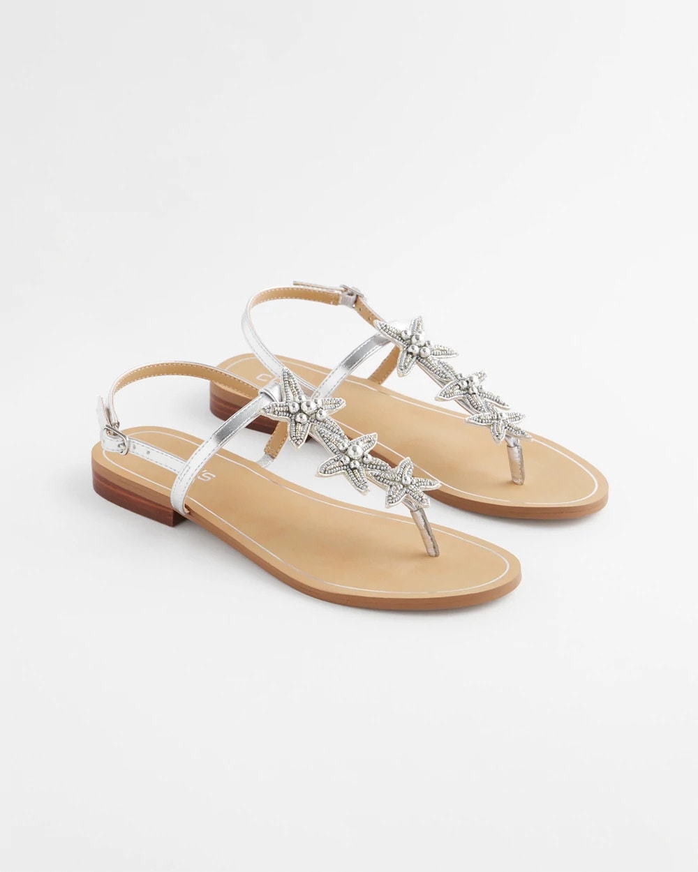 Beach Starfish T-Strap Sandals Silver - Chico's