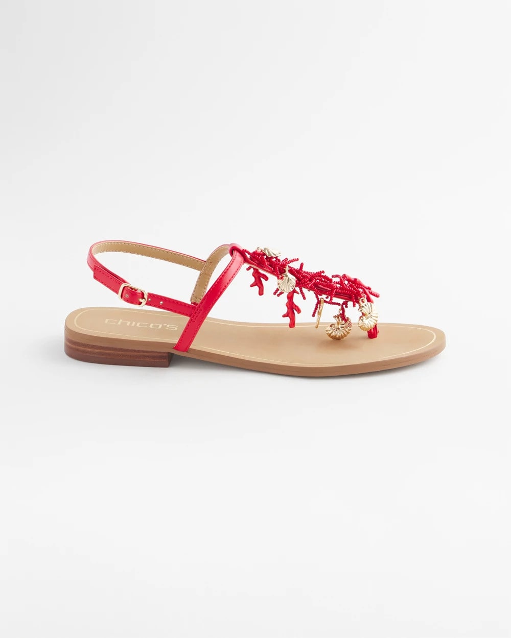 Coral Beach T-Strap Sandals Red - Chico's