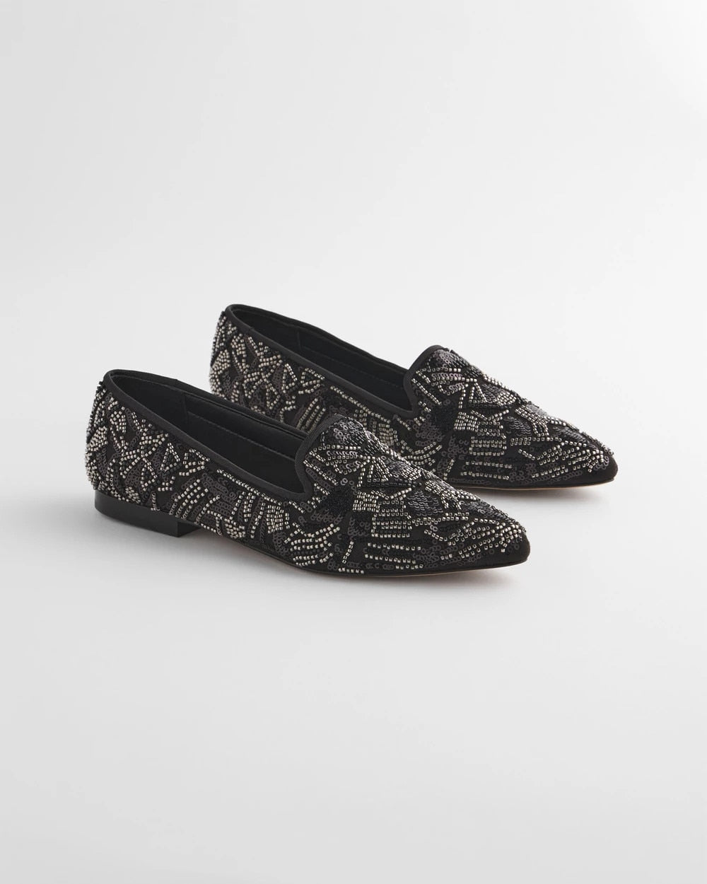 Gwyn Art Deco Beaded Flats Black - Chico's
