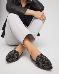 Gwyn Art Deco Beaded Flats Black - Chico's