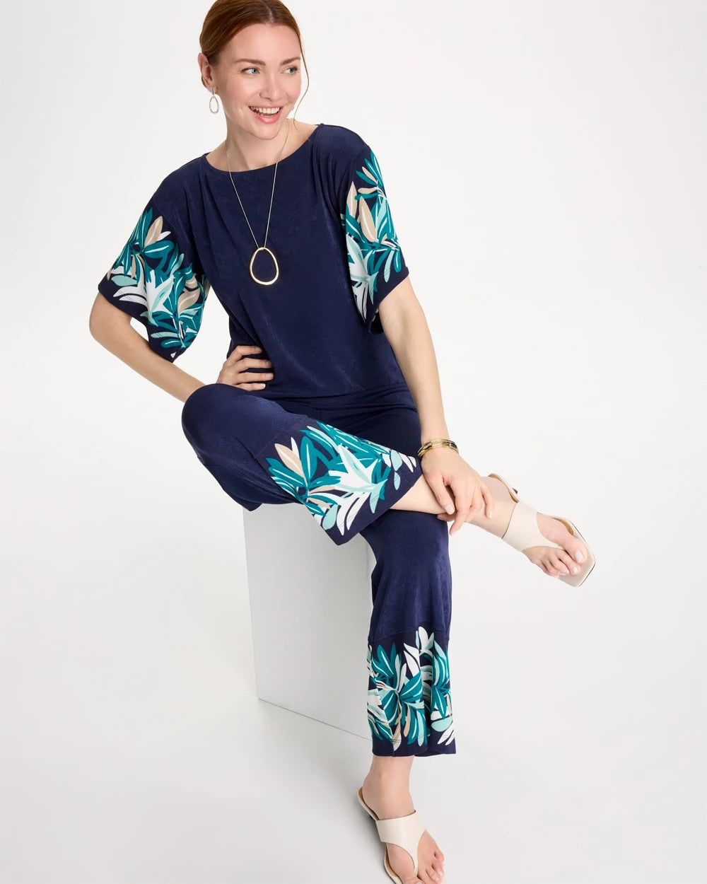 Travelers™ Palm Border Crop Pant Kings Navy - Chico's