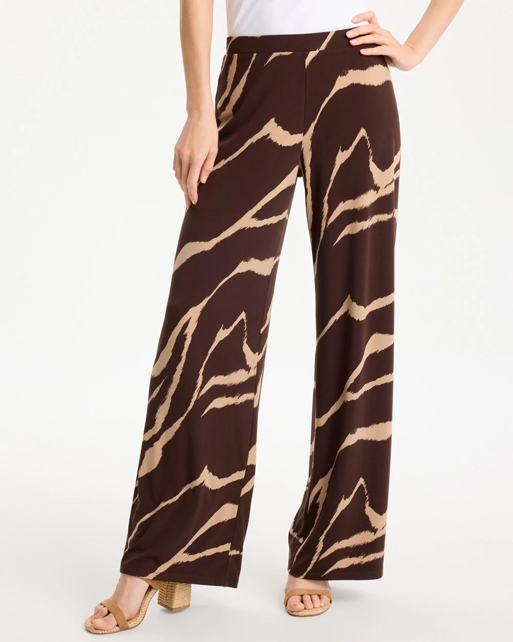 Travelers™ Zebra Knit Wide-Leg Pants Cocoa Bean - Chico's