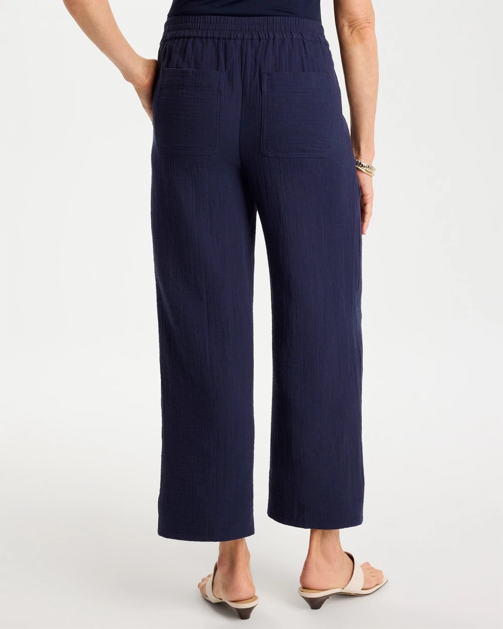Cotton Gauze Tapered Crop Pant Passport Blue - Chico's