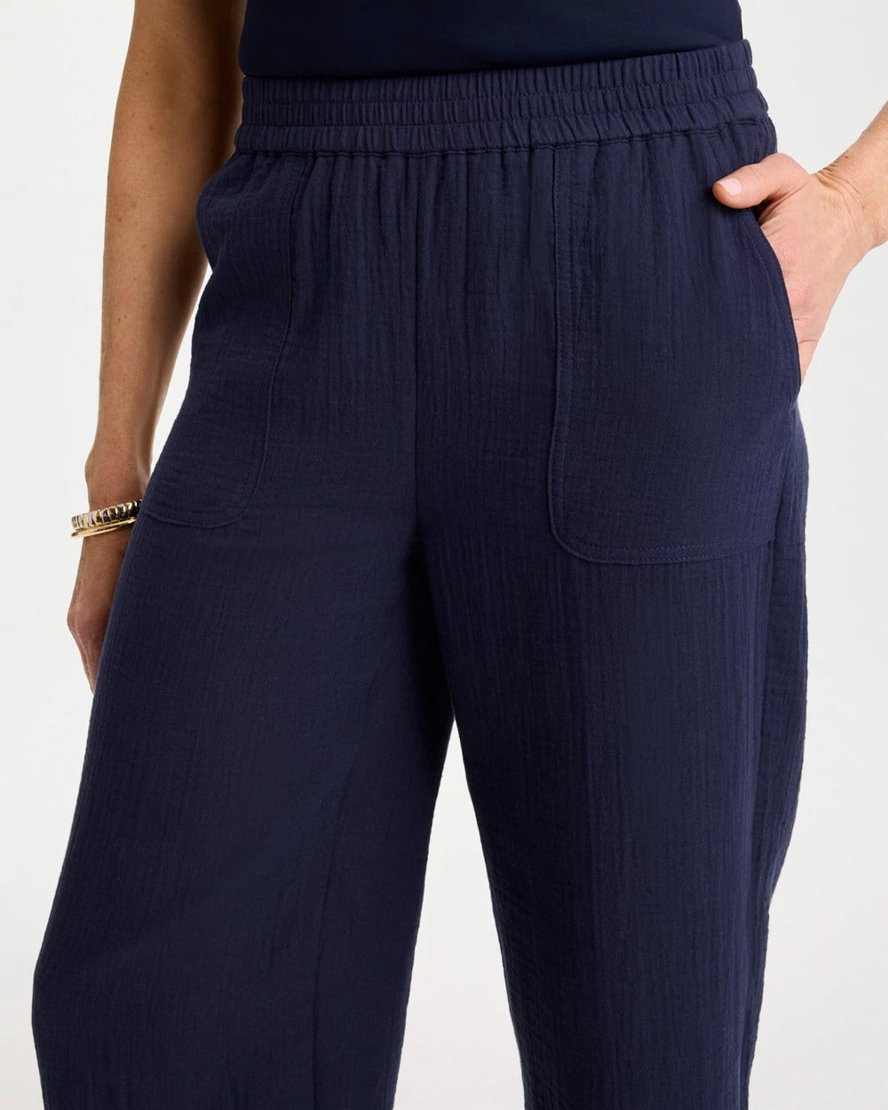 Cotton Gauze Tapered Crop Pant Passport Blue - Chico's