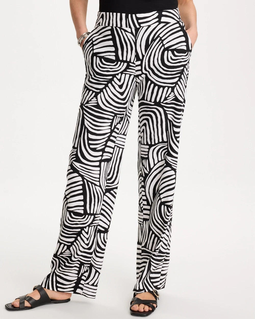 Geo Pull-On Wide-Leg Linen Pants Alabaster - Chico's