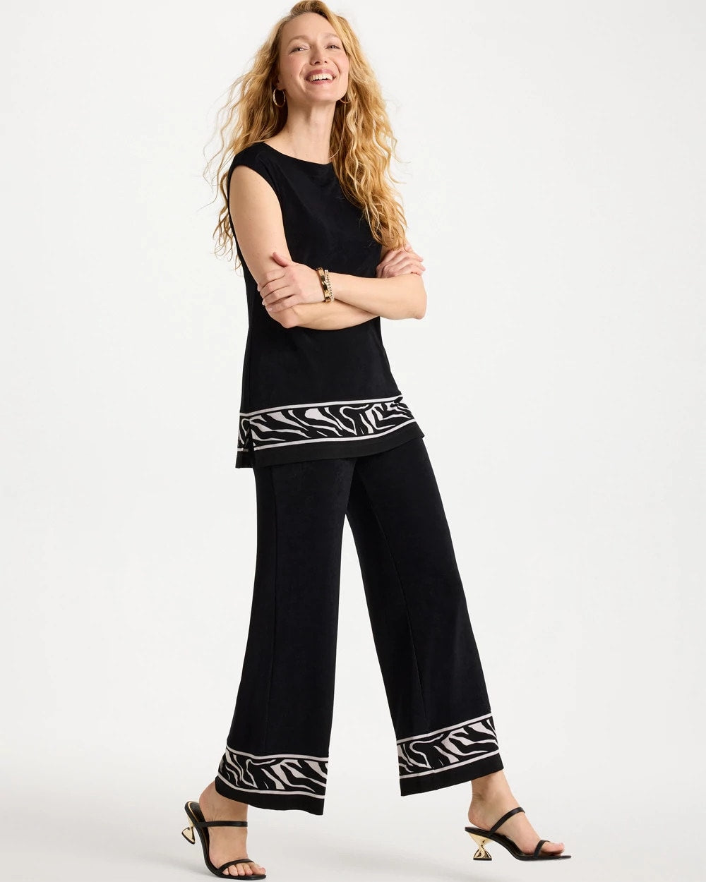 Travelers™ Abstract Zebra Cropped Pants Travelers Black - Chico's