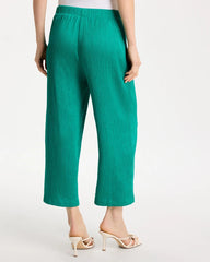 Petite Travelers™ Crinkle Textured Crop Pants Topanga Green - Chico's