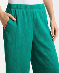 Petite Travelers™ Crinkle Textured Crop Pants Topanga Green - Chico's