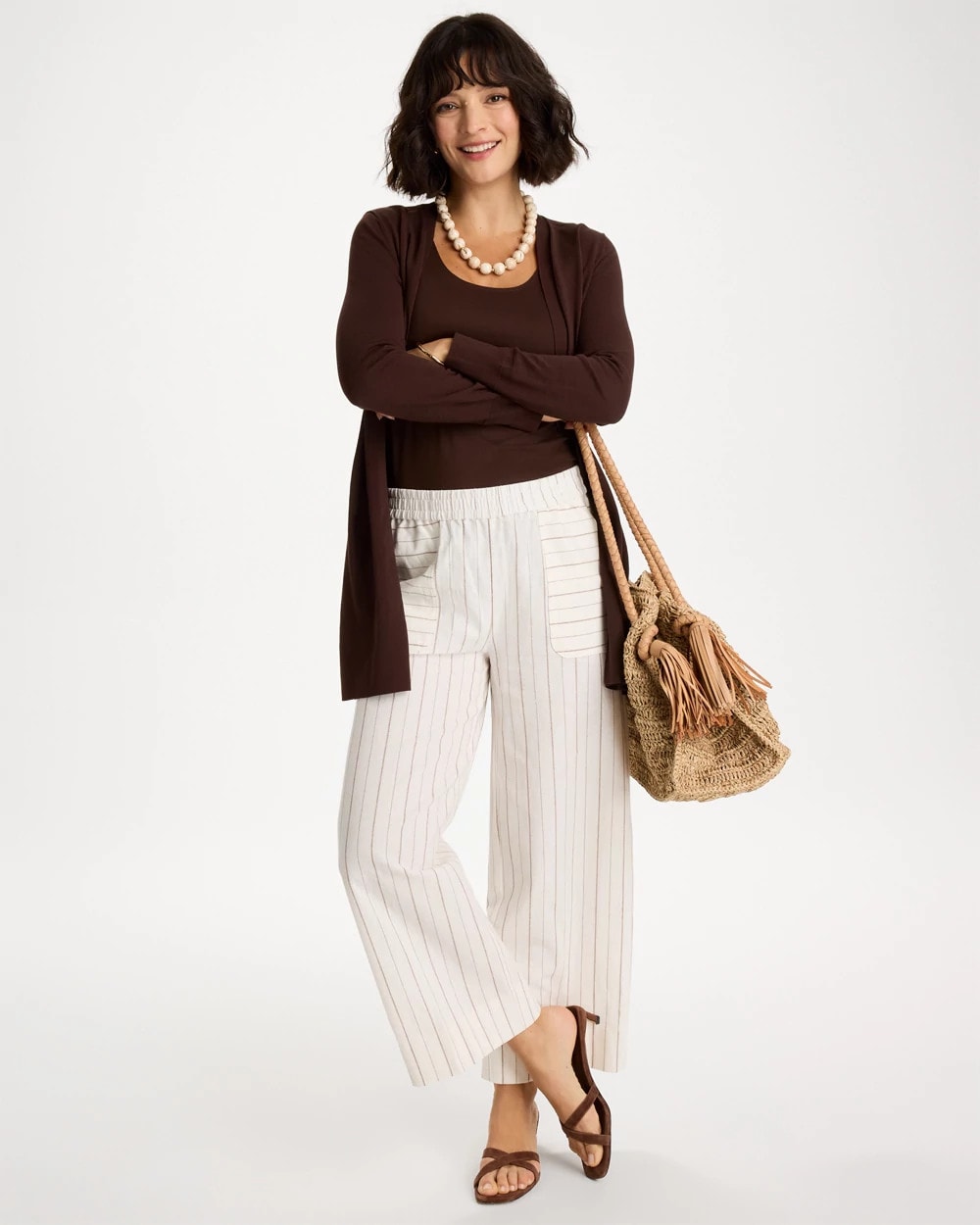 Pinstriped Linen-Cotton Crop Pant Natural - Chico's