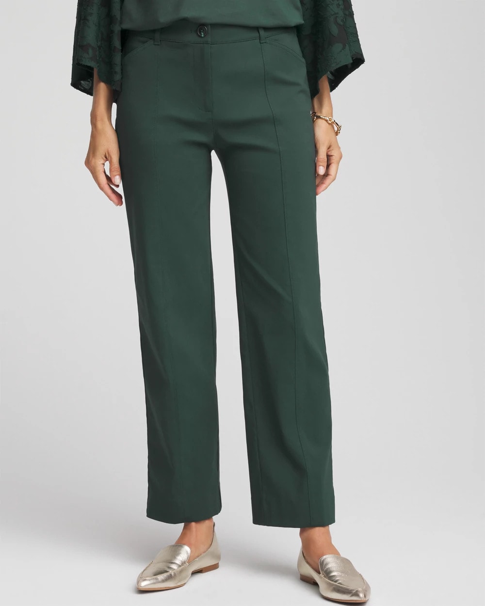 Petite Bi-Stretch Straight Ankle Pants Darkest Spruce - Chico's