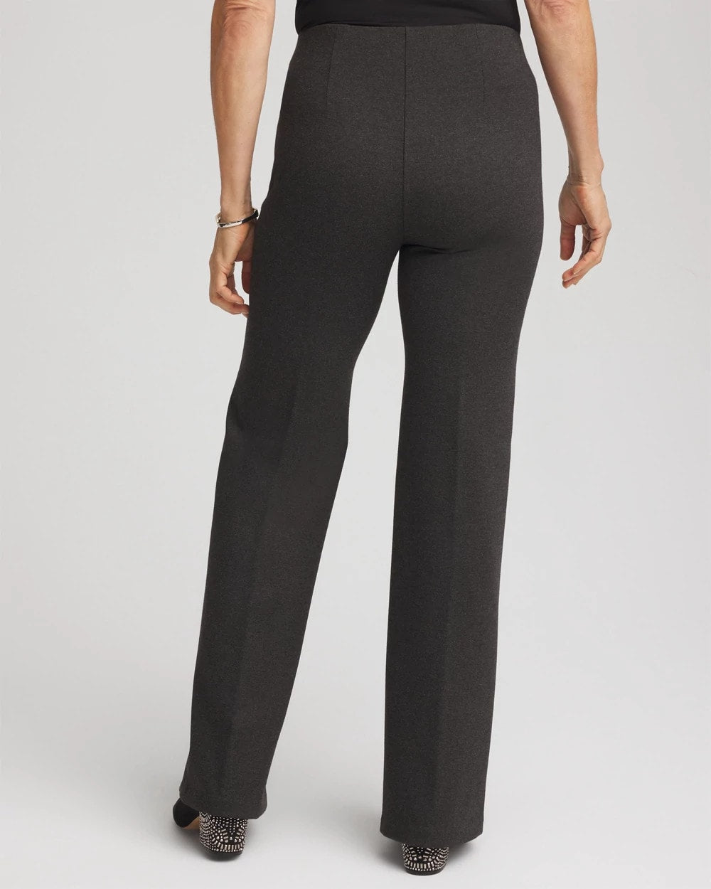 Petite Juliet Wide Full-Length Ponte Pants Graphite Heather Gray - Chico's