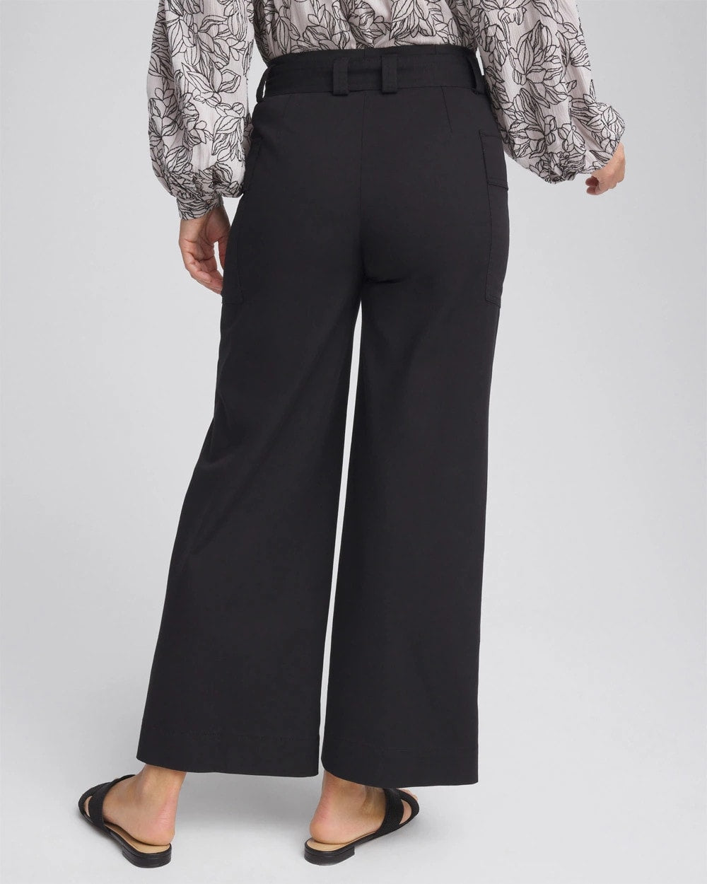 Belted Twill Utility Cropped Pants Black - Chico's