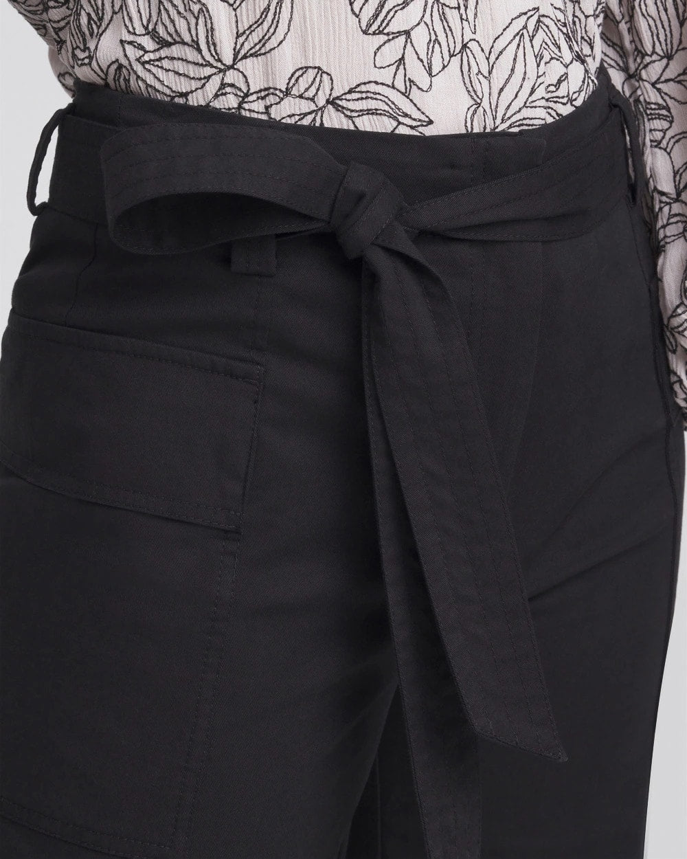Belted Twill Utility Cropped Pants Black - Chico's
