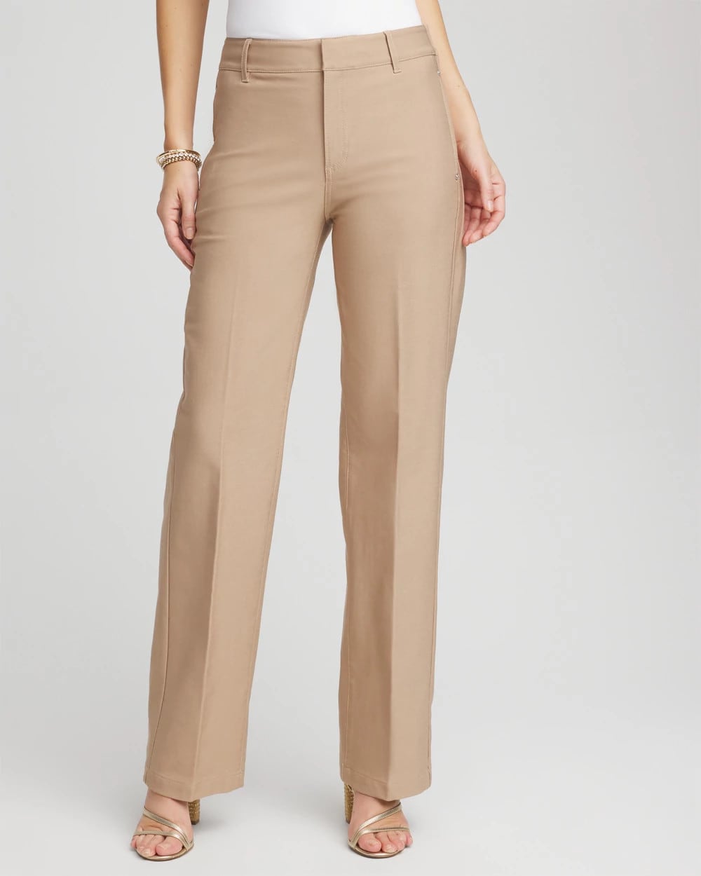 Petite Cotton Straight-Leg Trousers Cattail Brown - Chico's