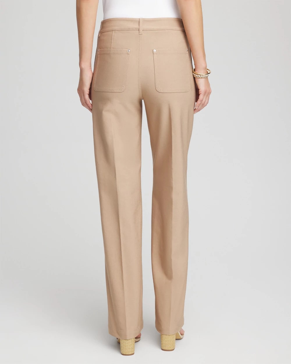 Petite Cotton Straight-Leg Trousers Cattail Brown - Chico's