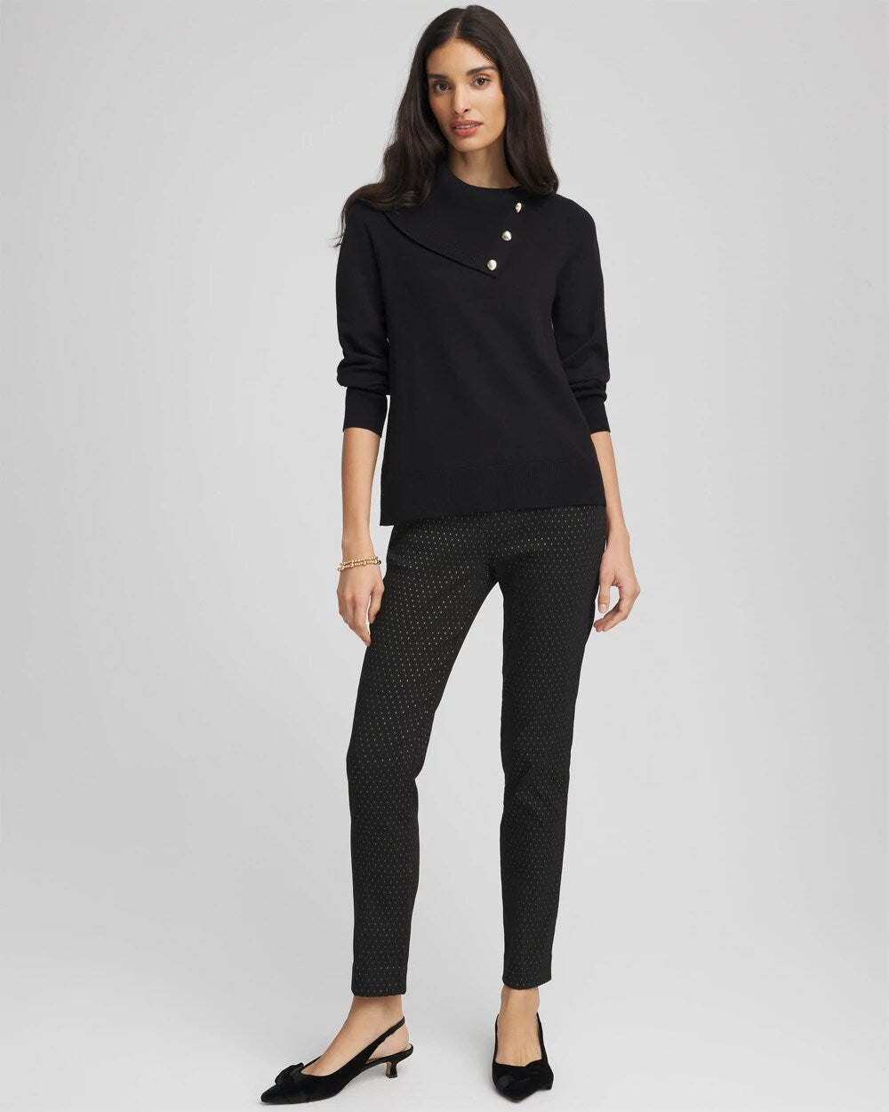 Brigitte™ Slim Ankle Jacquard Pants Black - Chico's