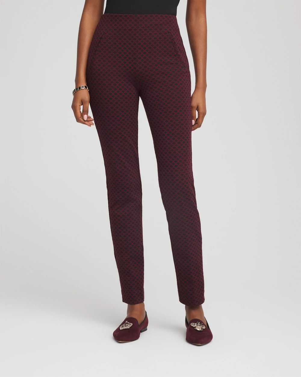 Circle Jacquard Juliet Slim Ankle Pants Black - Chico's