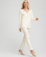 Juliet Golden Foiled Slim Ankle Pants English Cream - Chico's