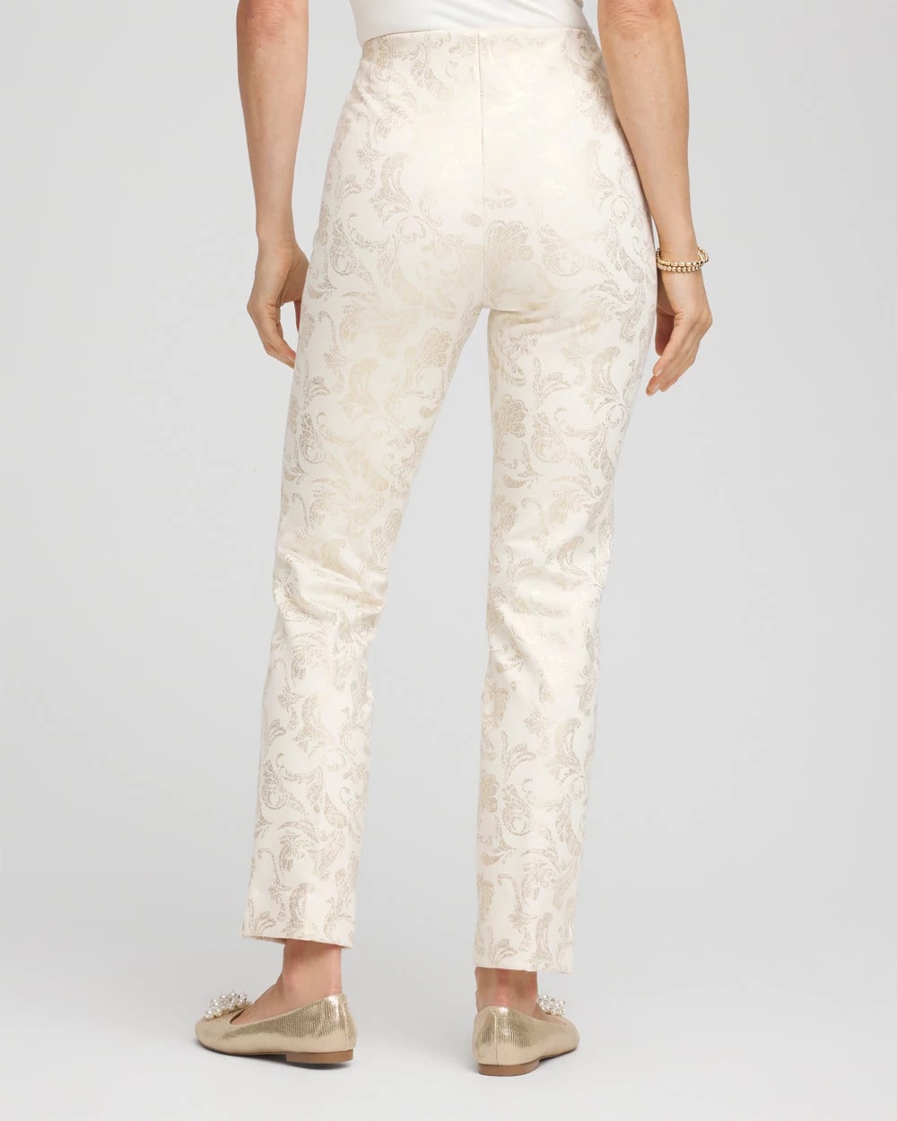 Juliet Golden Foiled Slim Ankle Pants English Cream - Chico's