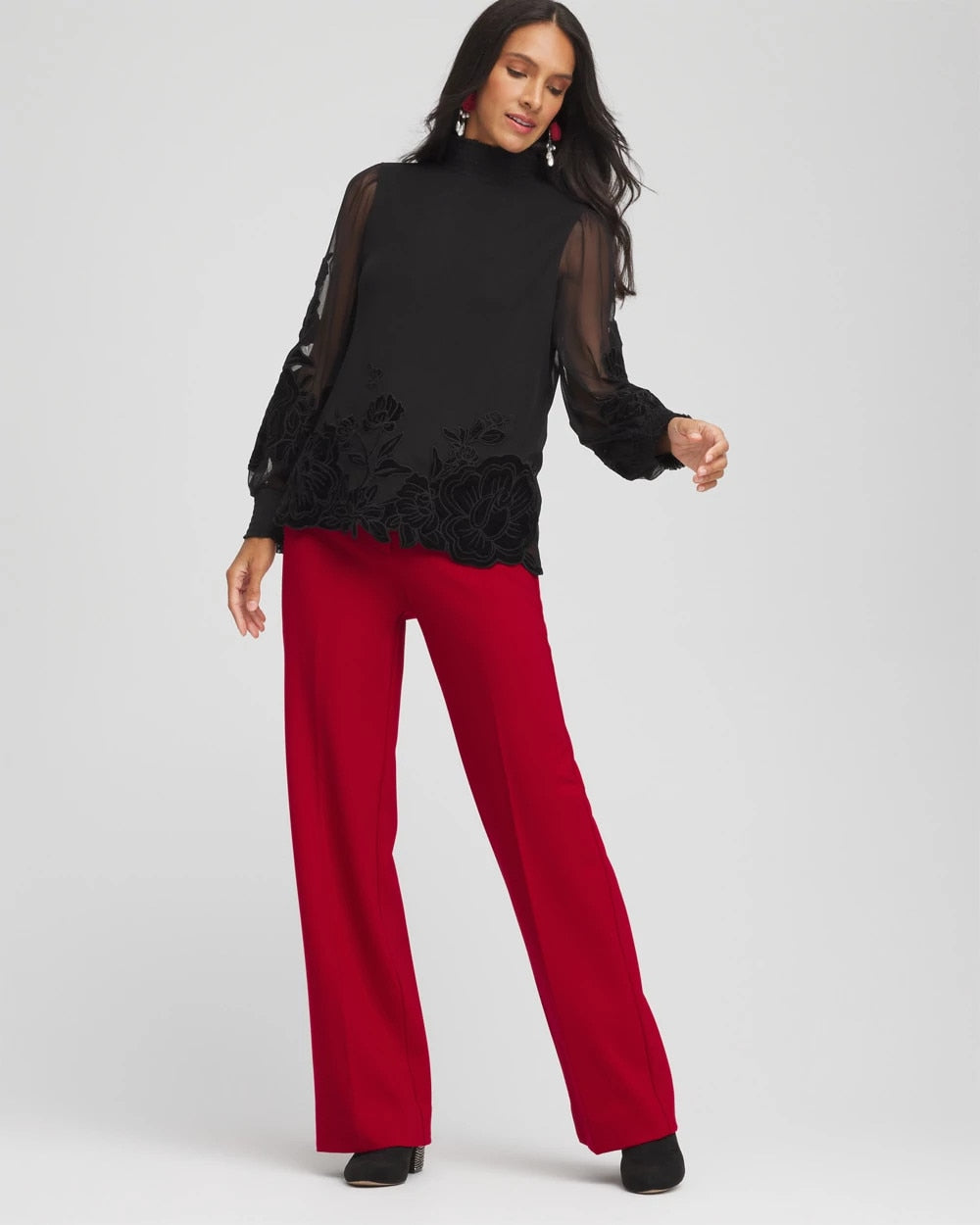 Emme Wide-Leg Trouser Ponte Pants Carmine Red - Chico's