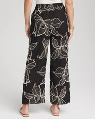 Embroidered Wide-Leg Cropped Pants Black - Chico's