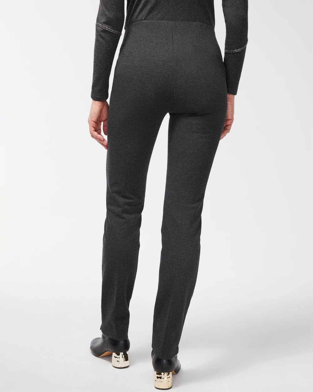 Juliet Trim Detail Ponte Pants Graphite Heather Gray - Chico's