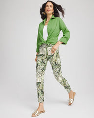 Brigitte™ Slim Ankle Palm-Print Pants Ecru - Chico's