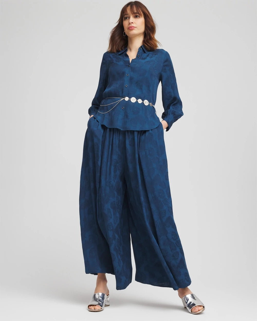 Jacquard Culotte Wide-Leg Pants Seaport - Chico's
