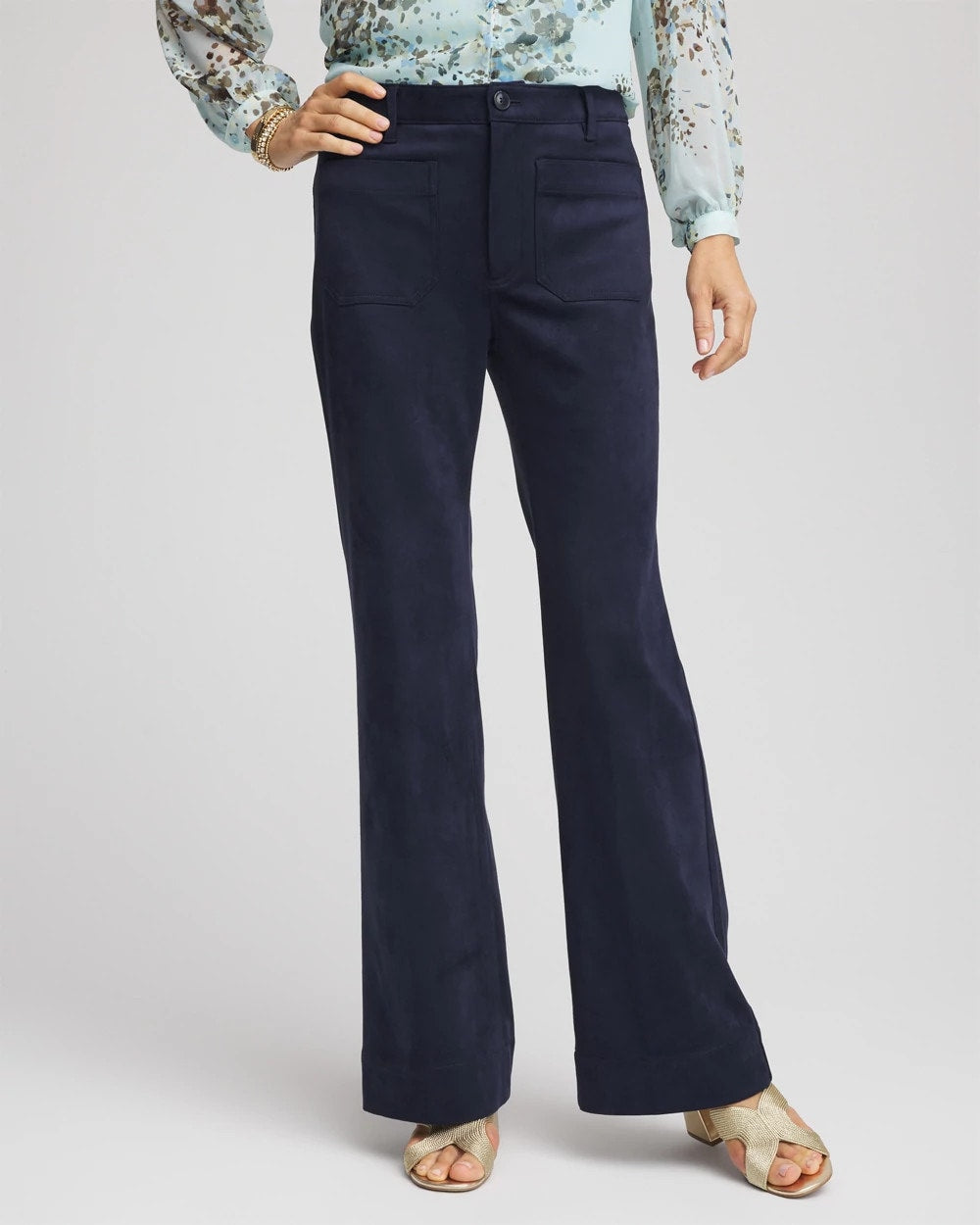 Faux Suede Bootcut Ankle Pants Passport Blue - Chico's