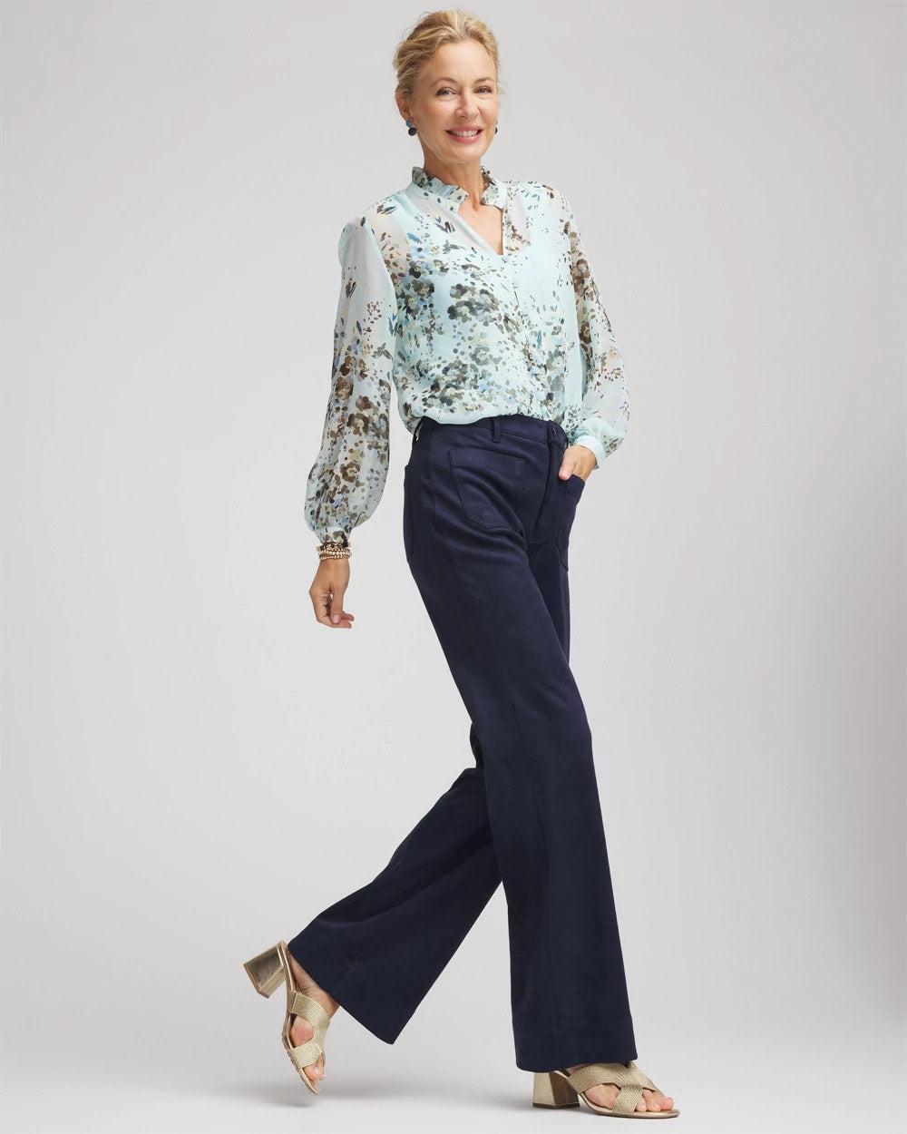 Faux Suede Bootcut Ankle Pants Passport Blue - Chico's