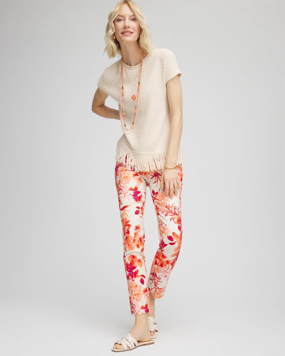 Brigitte™ Slub Ankle Pants Sunset Peach - Chico's