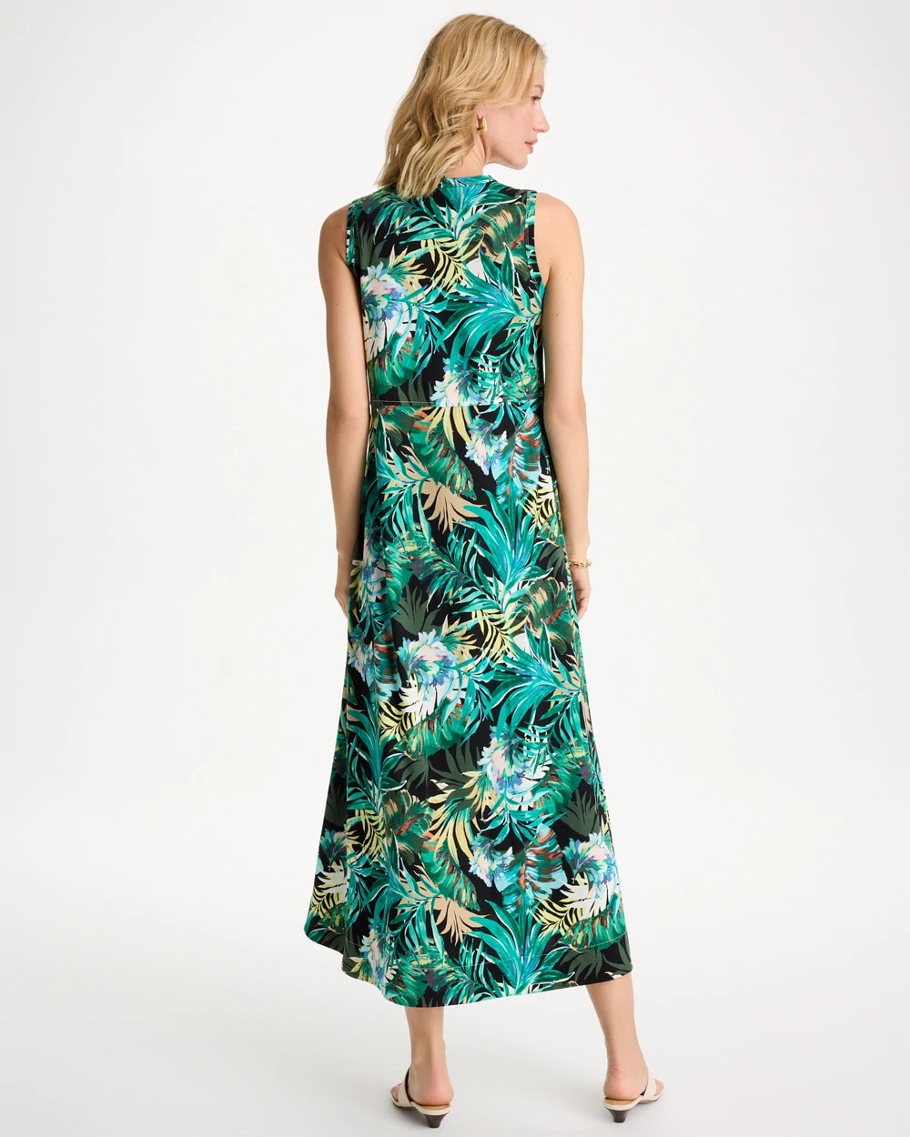 Palm Printed Knit Maxi Dress Topanga Green - Chico's