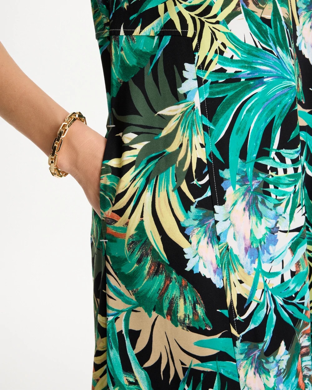 Palm Printed Knit Maxi Dress Topanga Green - Chico's