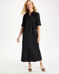 Embellished Linen-Cotton Shirtdress Black - Chico's