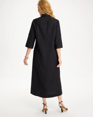 Embellished Linen-Cotton Shirtdress Black - Chico's