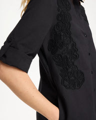 Embellished Linen-Cotton Shirtdress Black - Chico's