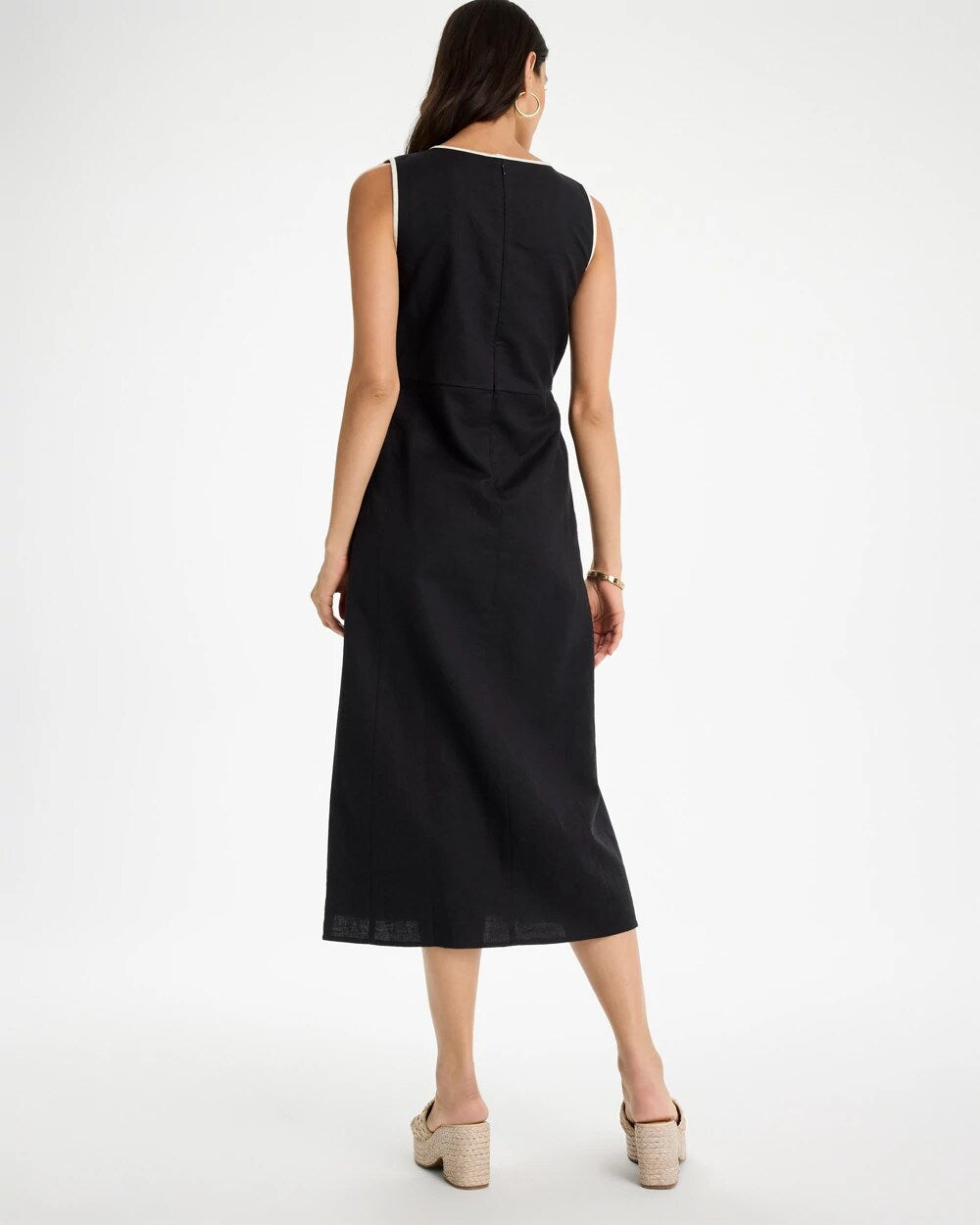 Sleeveless Surplice Linen Dress Black - Chico's