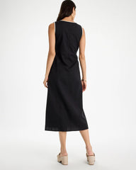 Sleeveless Surplice Linen Dress Black - Chico's