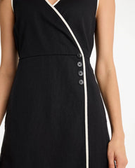Sleeveless Surplice Linen Dress Black - Chico's