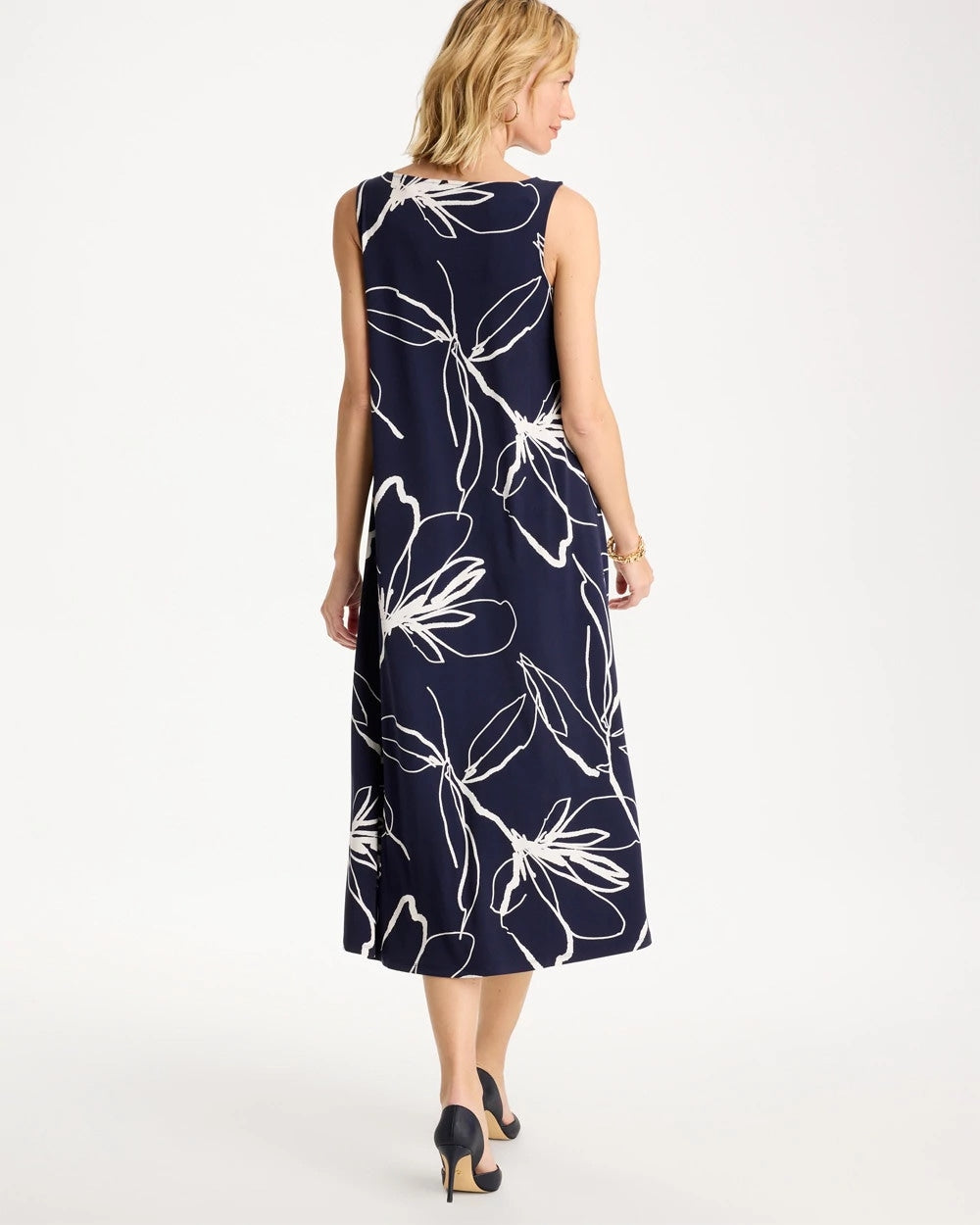 Travelers™ Knit Botanical Jeweled Dress Passport Blue - Chico's