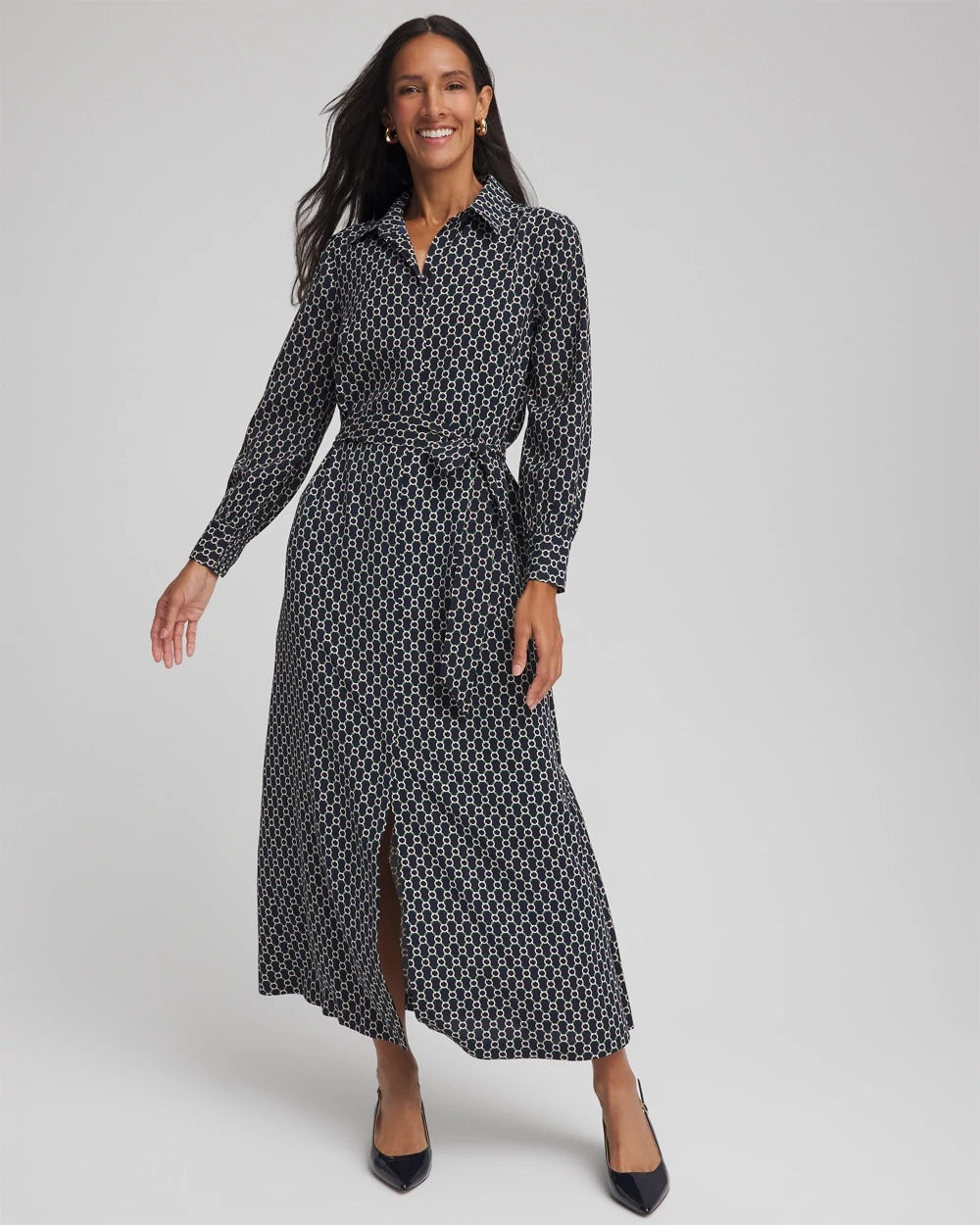 Chain Print Maxi Shirtdress Passport Blue - Chico's