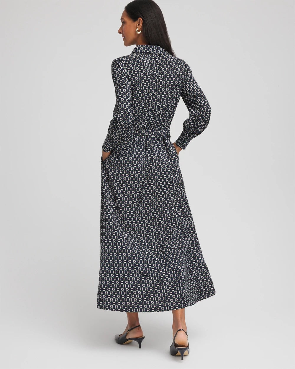 Chain Print Maxi Shirtdress Passport Blue - Chico's