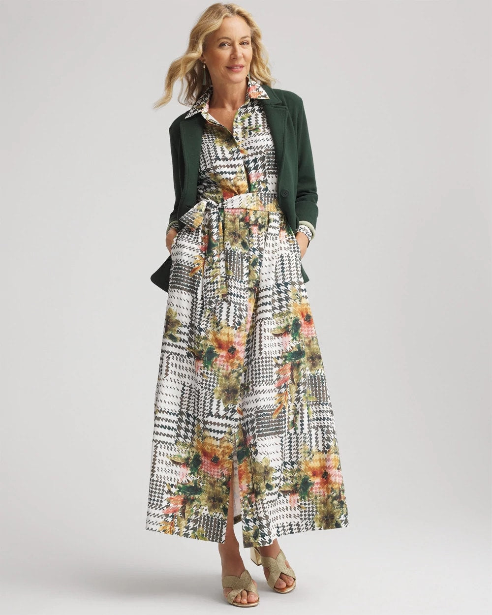 Artisanal Floral Print  Maxi Shirtdress Ecru - Chico's