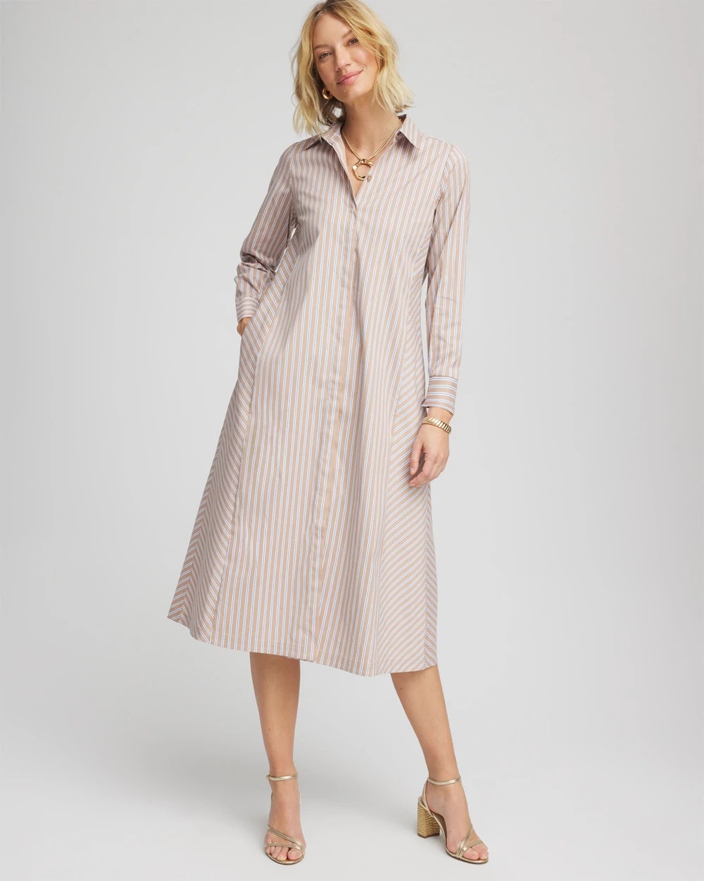 Vanilla Chai Striped Shirtdress Vanilla Chai - Chico's