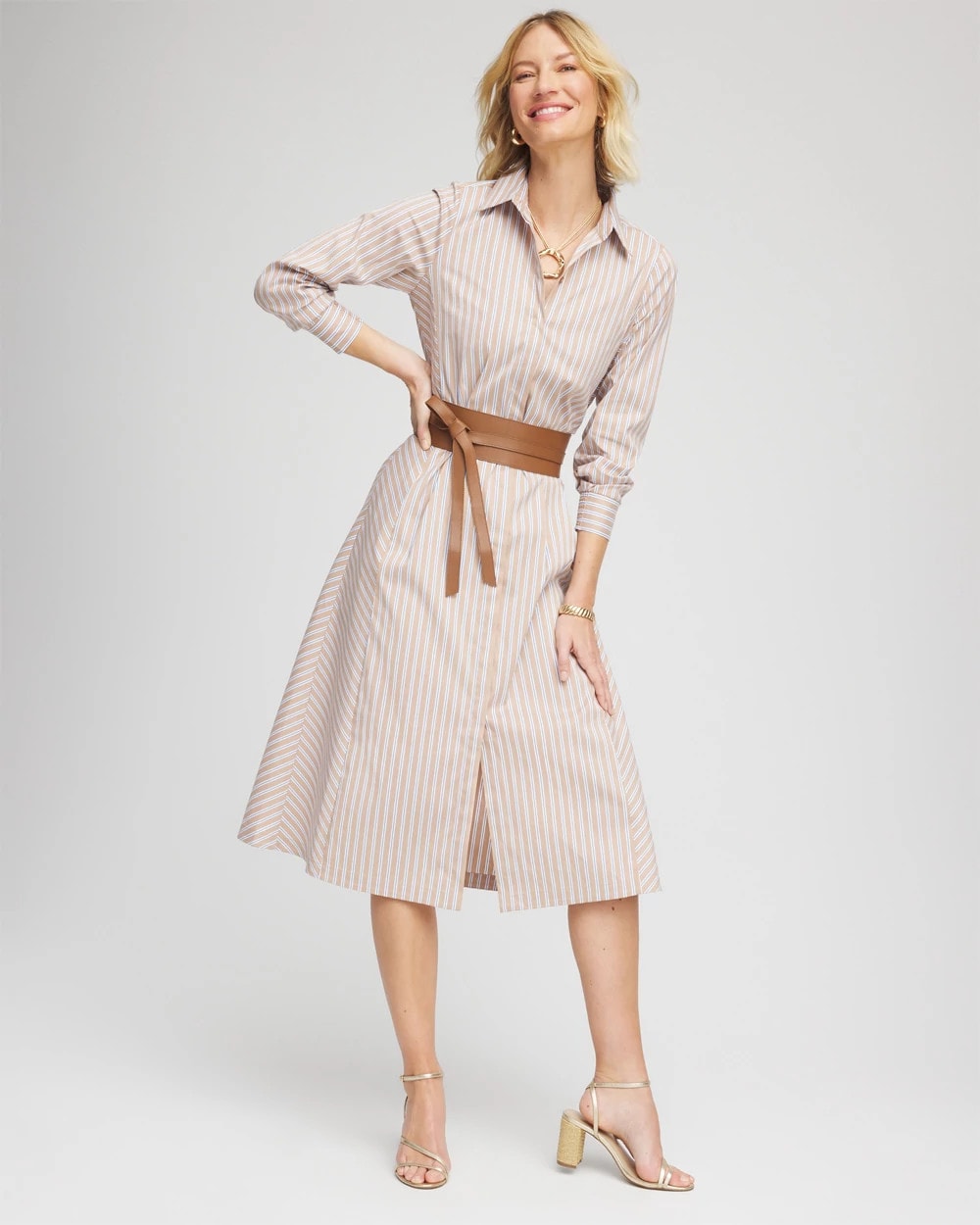 Vanilla Chai Striped Shirtdress Vanilla Chai - Chico's