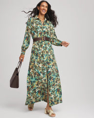 Printed Long-Sleeved Shirtdress Darkest Spruce - Chico's