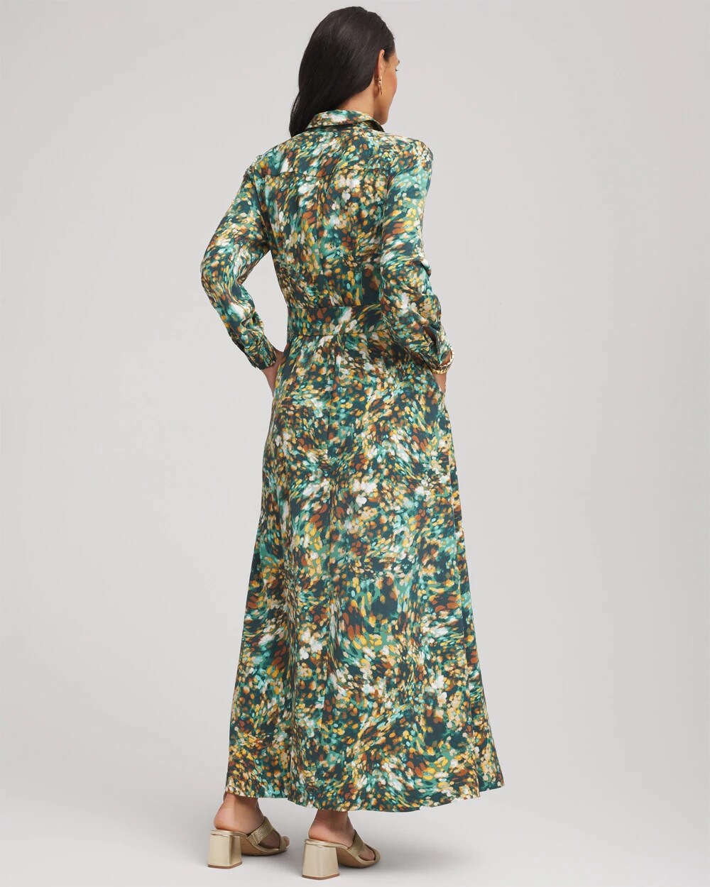 Printed Long-Sleeved Shirtdress Darkest Spruce - Chico's