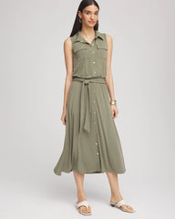Travelers™ Knit Sleeveless Shirtdress Dusty Olive - Chico's