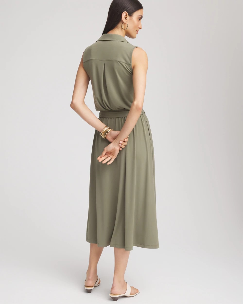 Travelers™ Knit Sleeveless Shirtdress Dusty Olive - Chico's